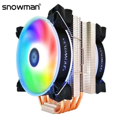 Snowman MT6S CPU Fan İntel&Amd Ultra Soğutma 6 Bakır Kanallı Rainbow Kule Tipi